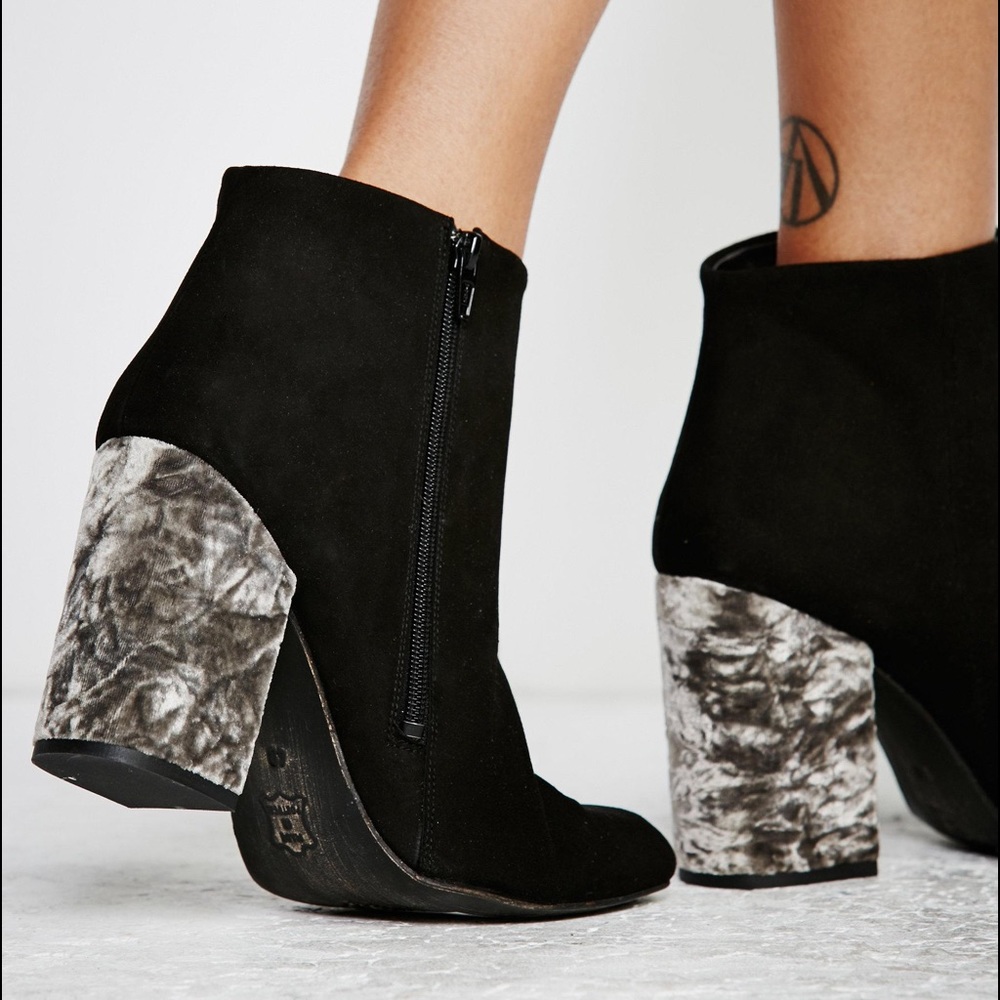 Free People Suede Booties with Velvet Heels